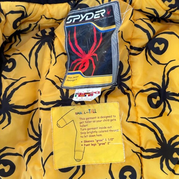 Spyder Jacket Boys 4 Black Yellow Snowboard Winter Coat Snow Youth Small To Tall - Picture 6 of 8